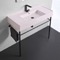 Modern Console Sink, Pink Ceramic Sink, 40